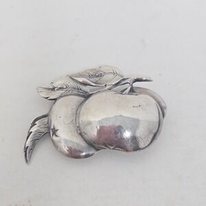 Vintage Guglielmo Cini Sterling Silver Taxco Fruit Brooch Pin Apple Botanical